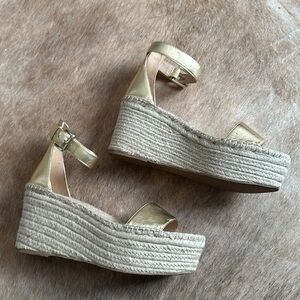Never worn. J.Crew Metallic Platform Espadrilles Size 8.5, no box.